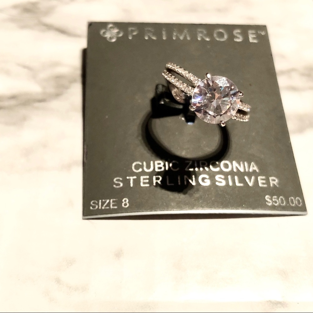 Classic Zirconium Sterling Silver Diamond Ring